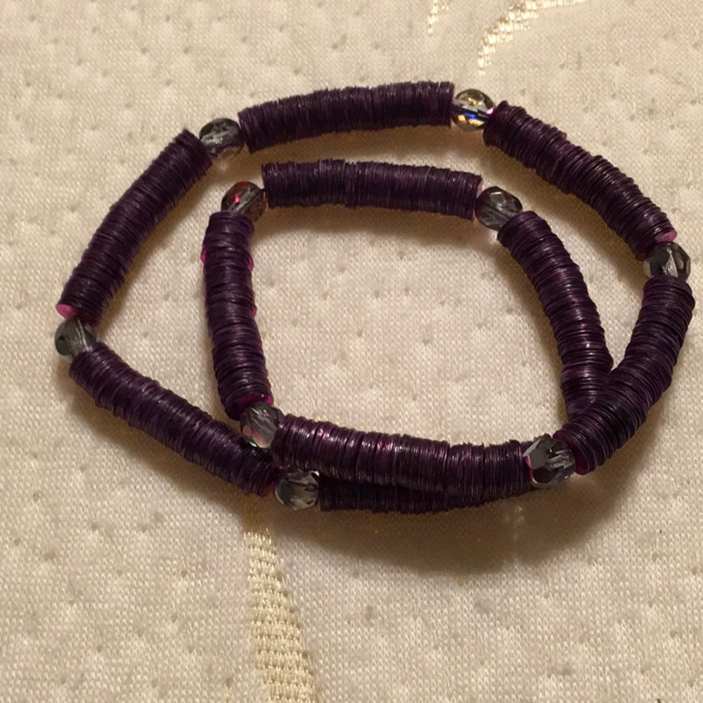 Bracelet,Handmade,lots of beads, see pictures,purple,antique gold